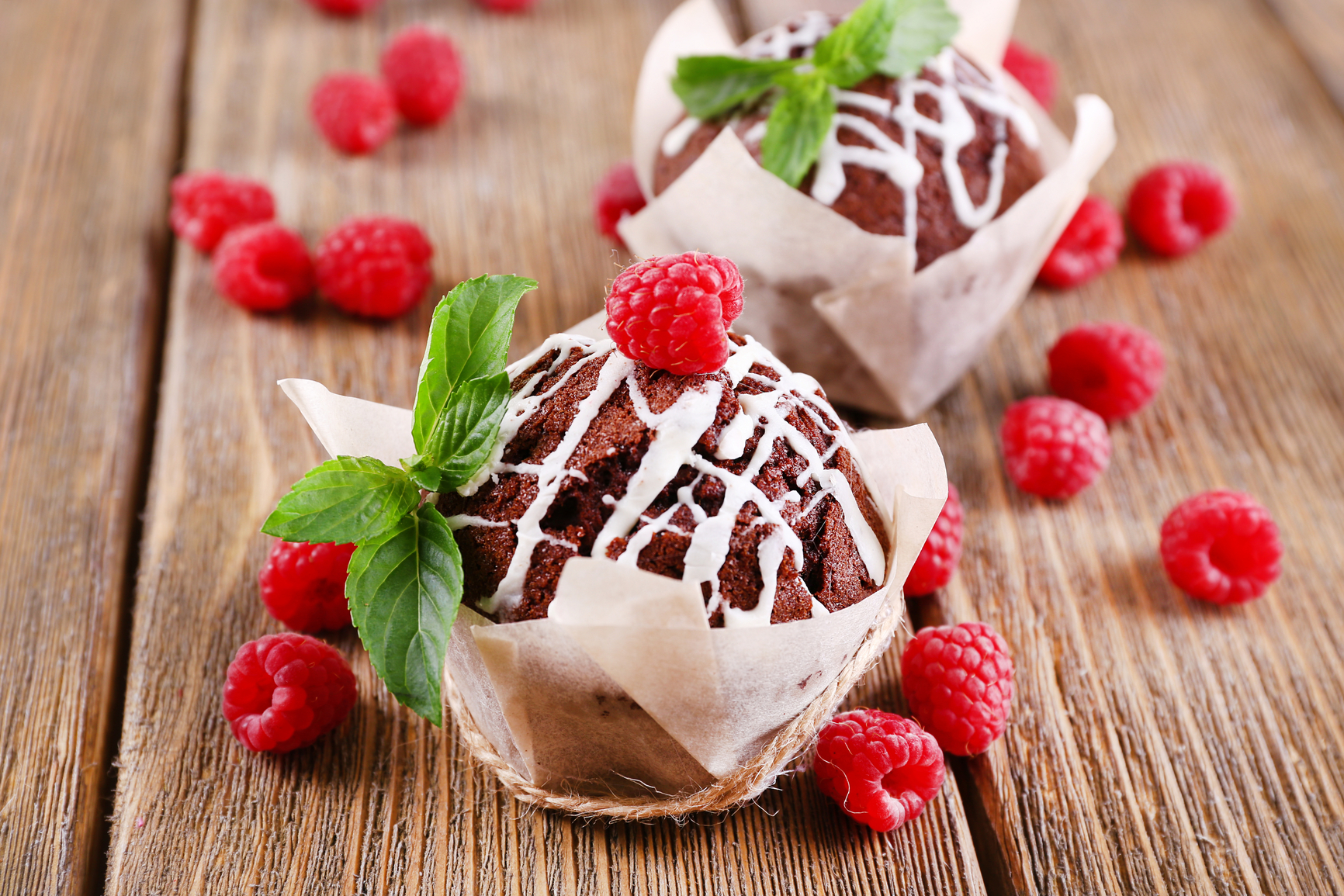 Pastelitos de chocolate con salsa de menta