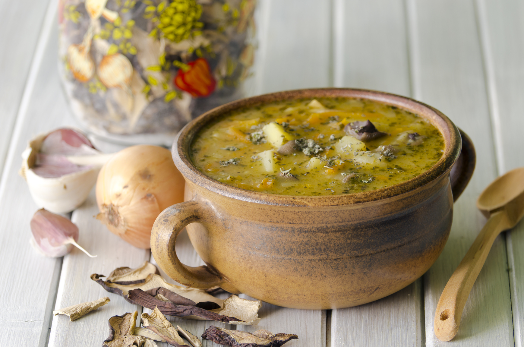Patatas con cebolletas y setas