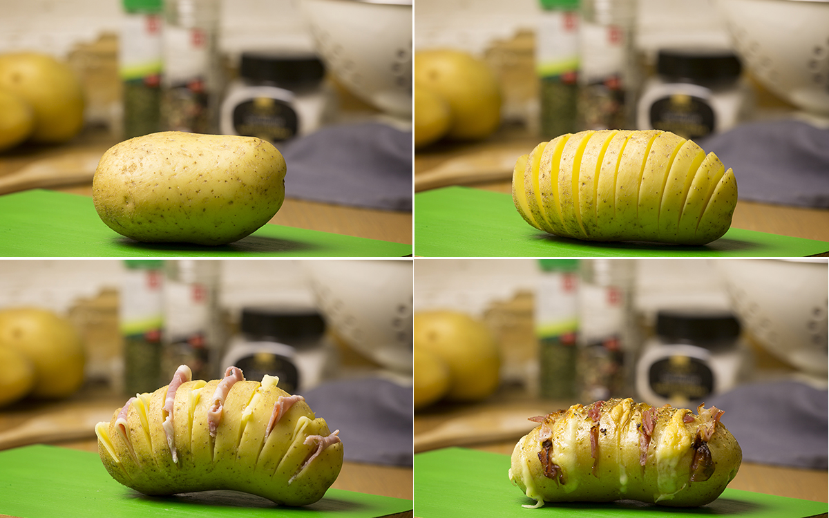 Patatas hasselback rellenas