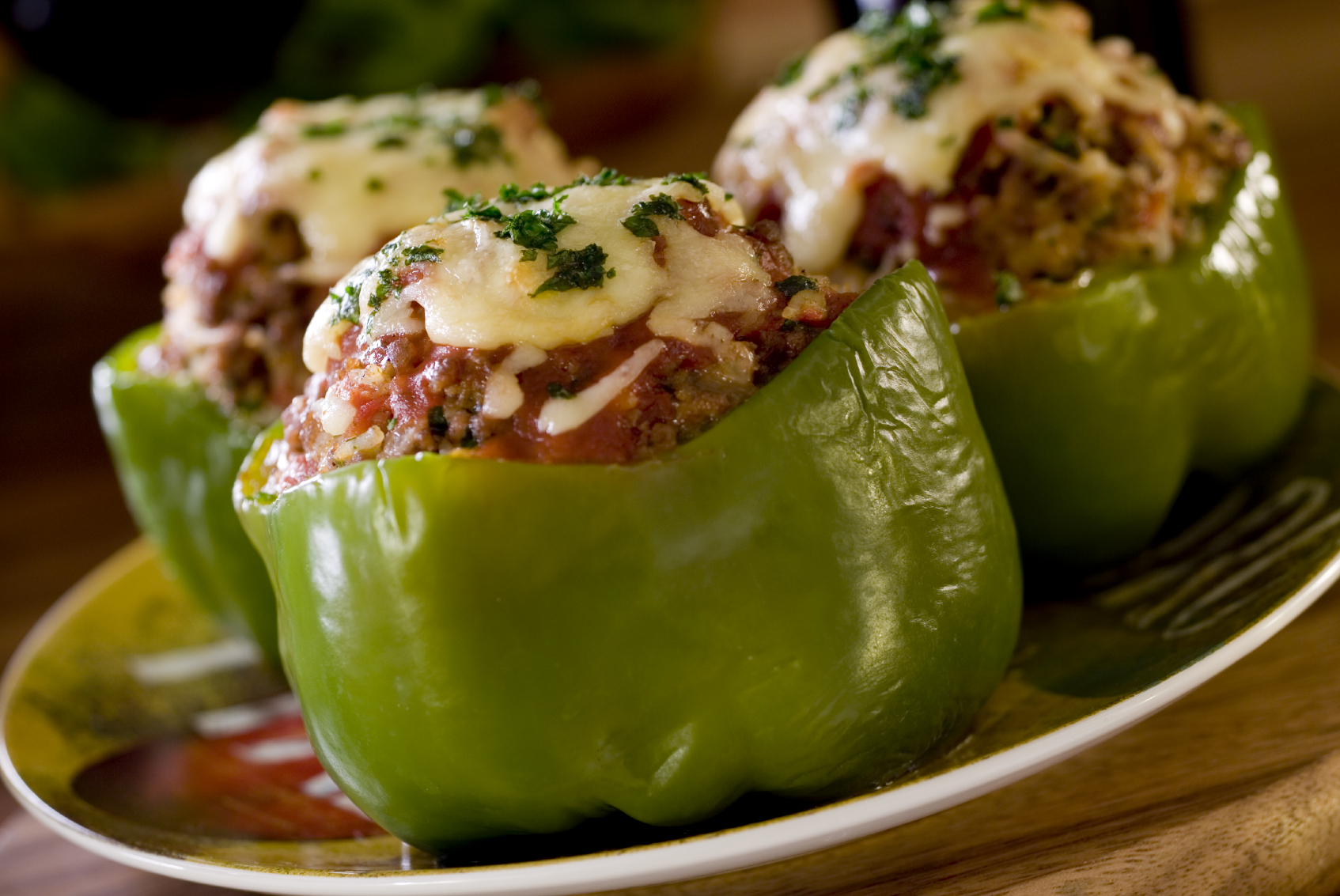 Pimientos italianos rellenos de carne