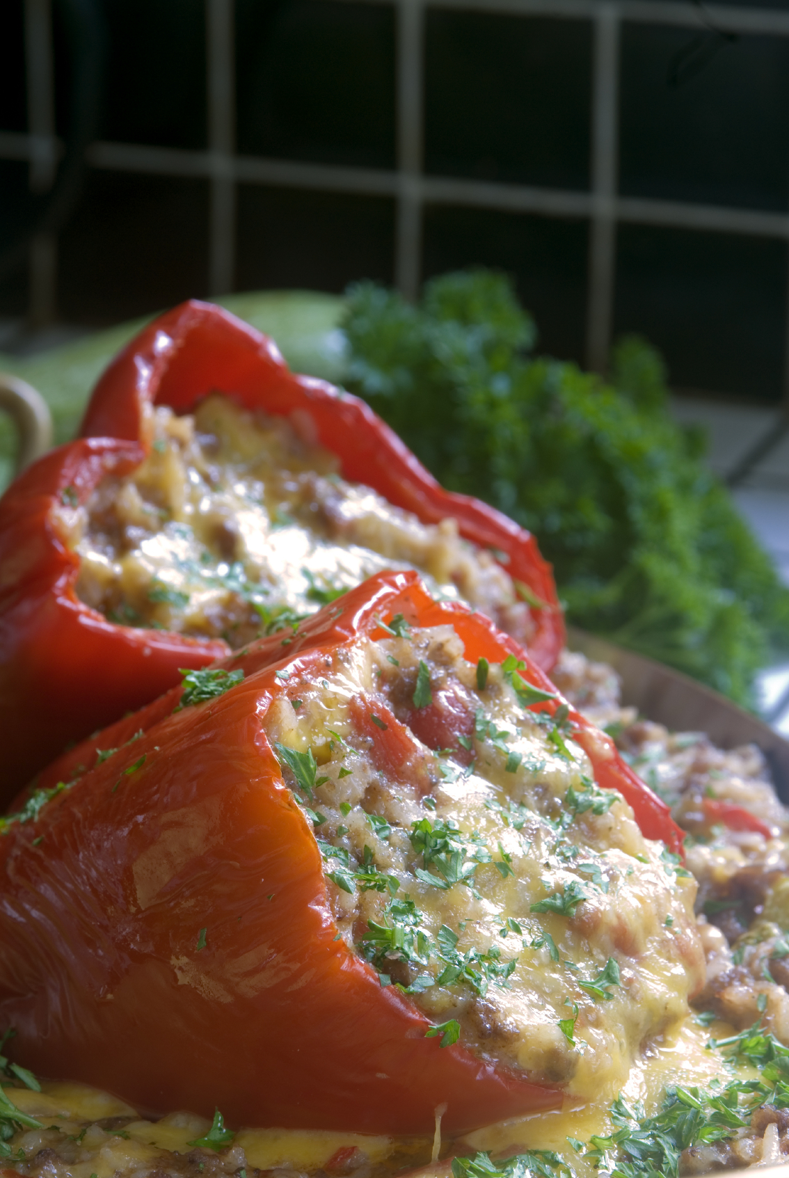 Pimientos rellenos de cigalas