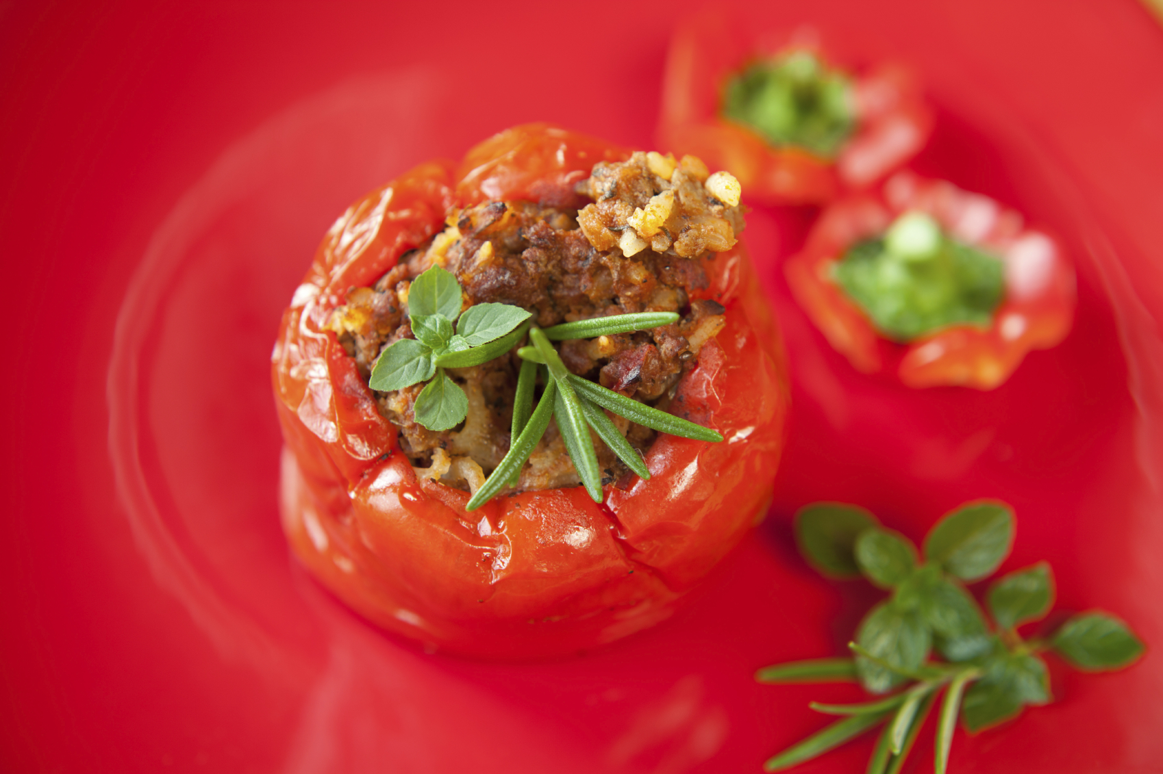 Pimientos rojos rellenos de carne