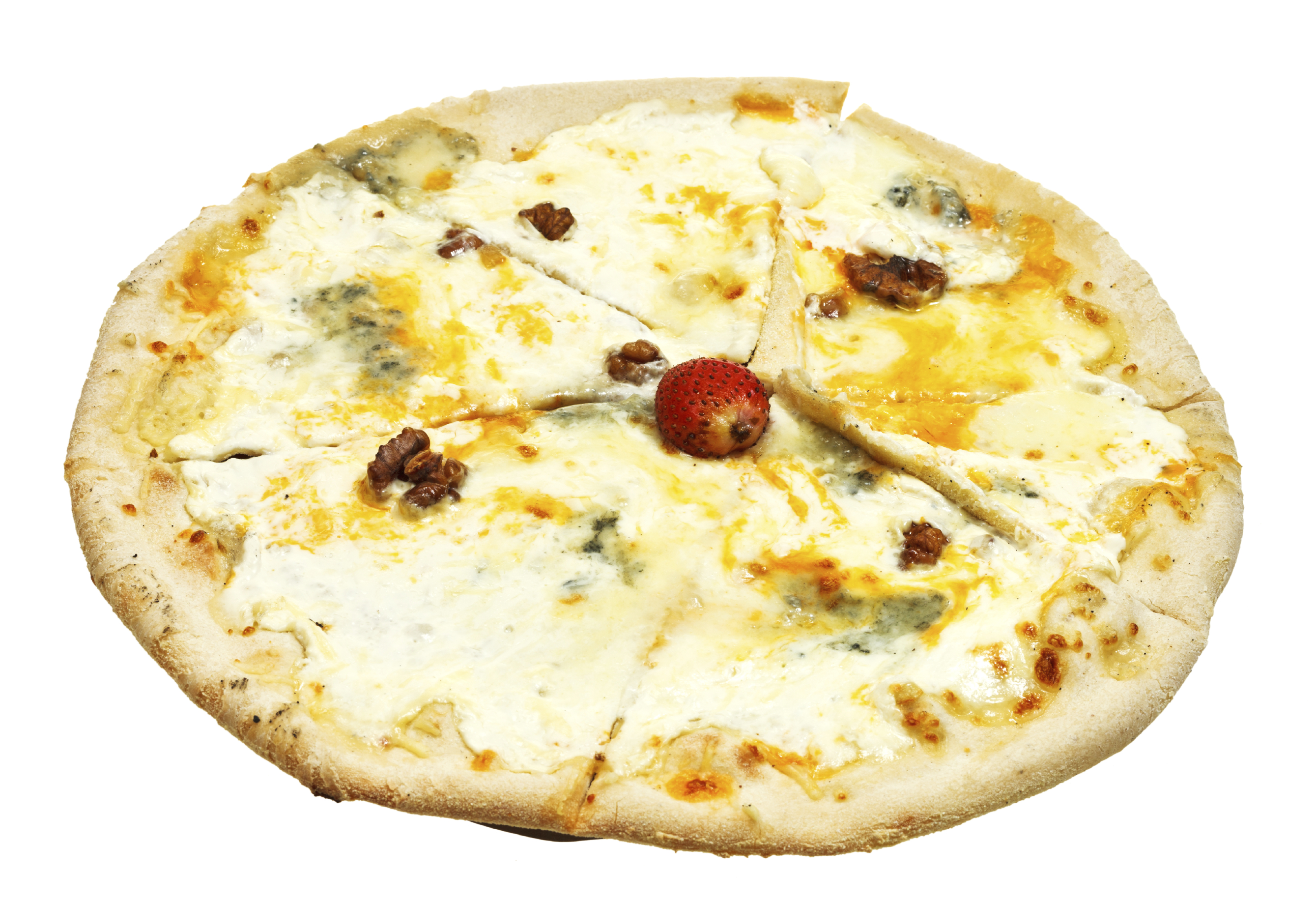 Pizza de queso con nueces