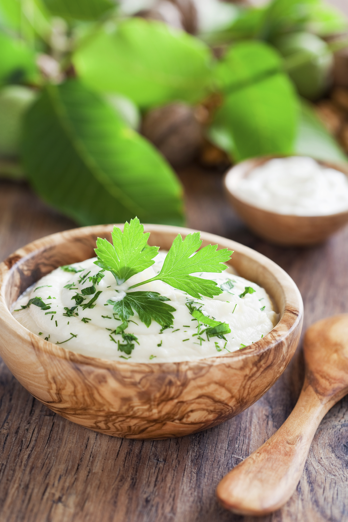 Puré de coliflor y queso azul