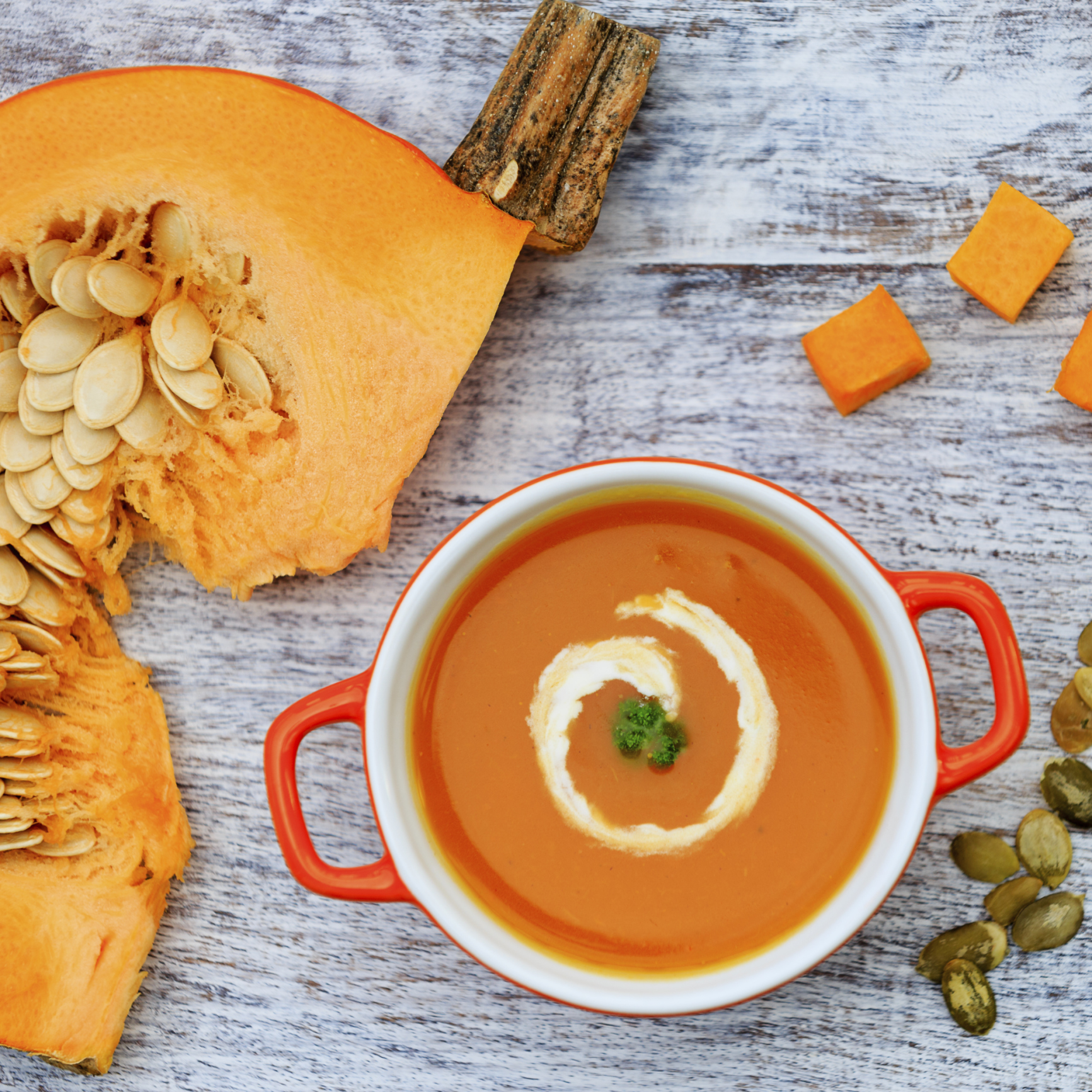 Puré de batata y calabaza con salsa blanca