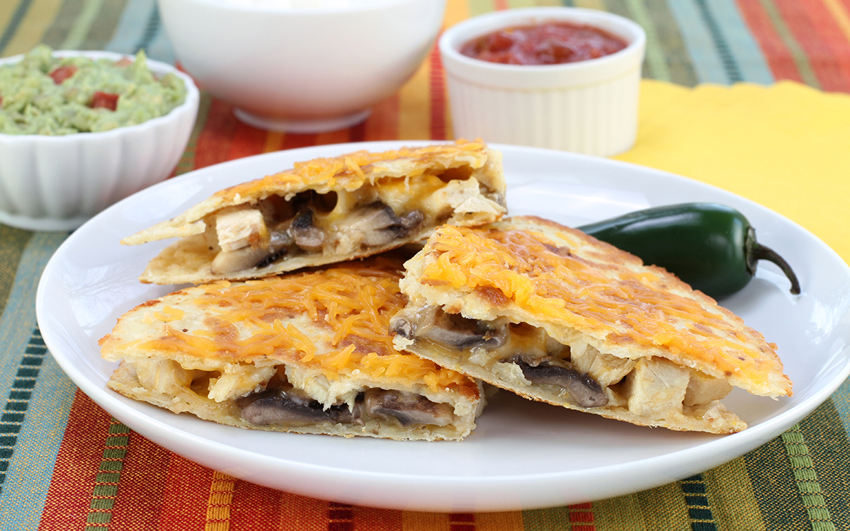 Quesadillas de pollo y champiñones