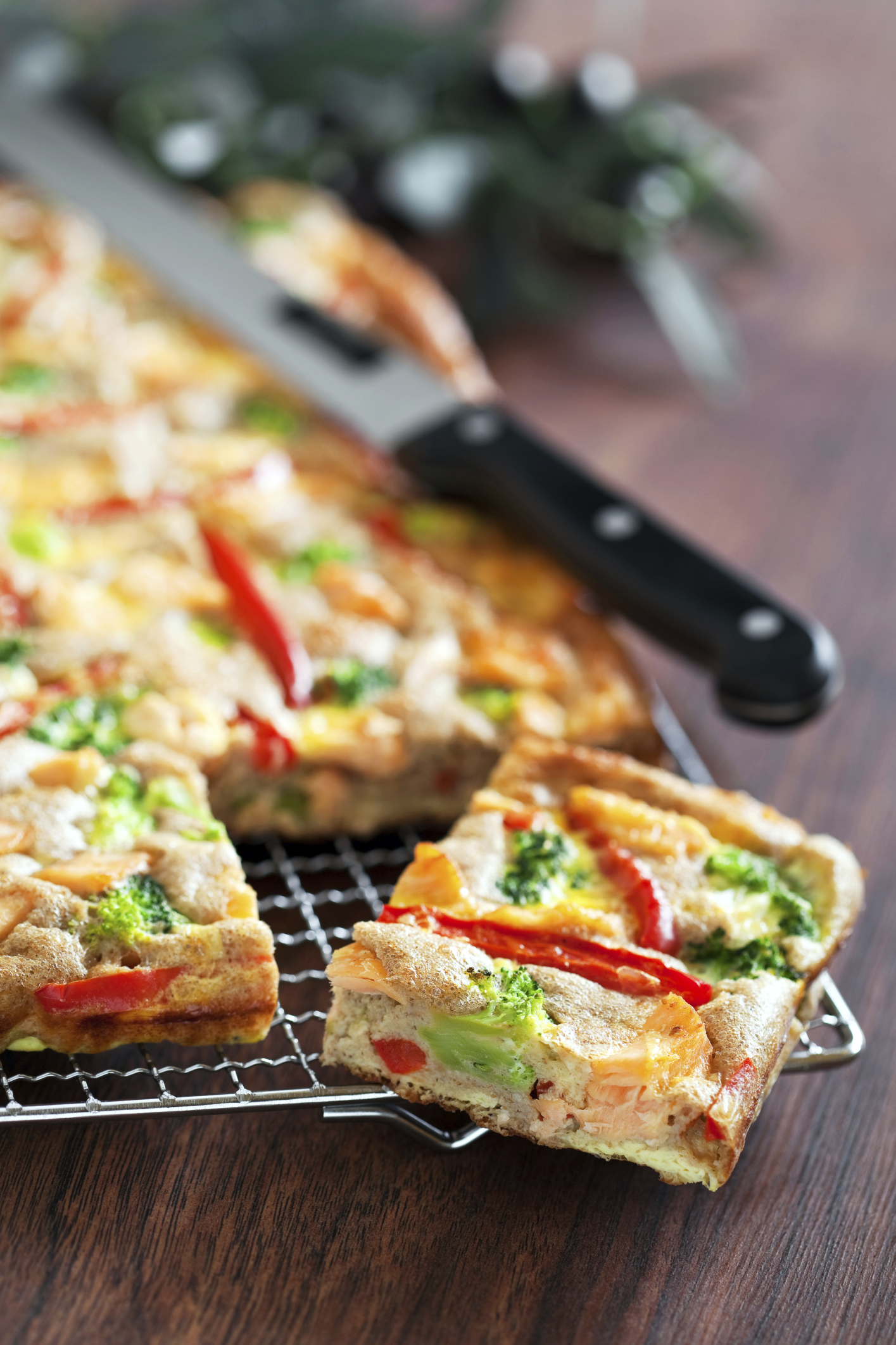 Quiche de brócoli y pimiento rojo