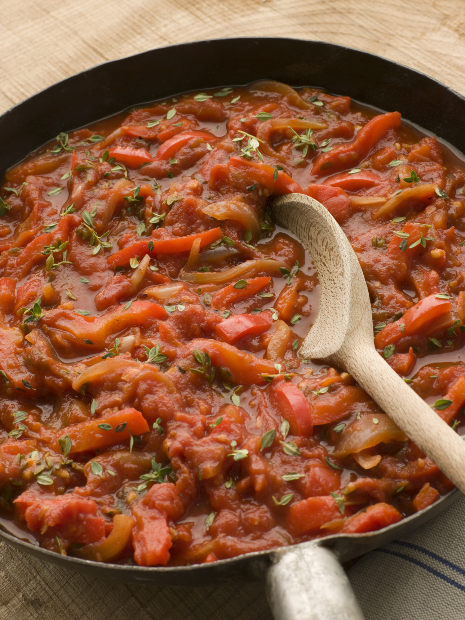 Revuelto de tomate y pimiento asado