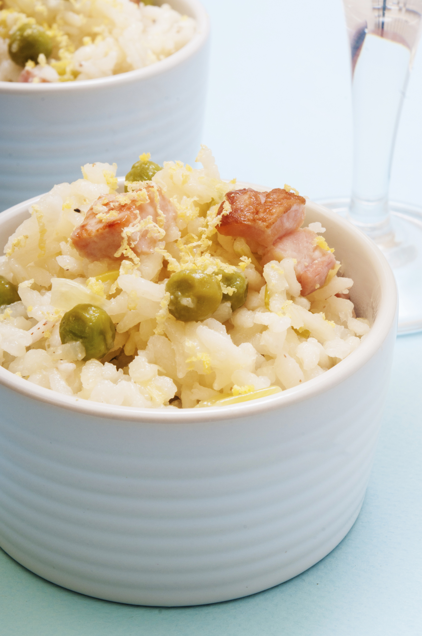 Arroz con guisantes y panceta