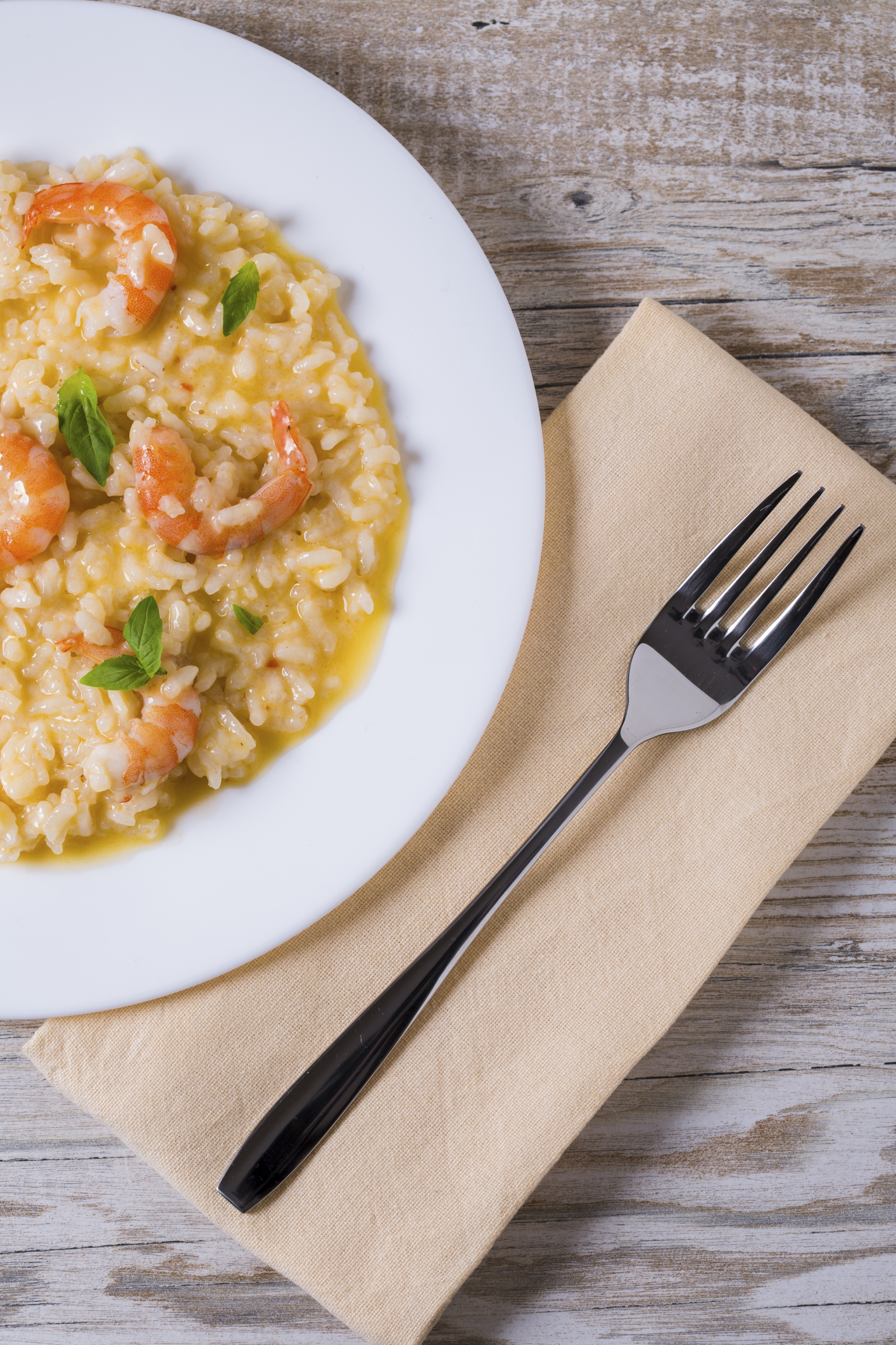 Risotto con langostinos y cava