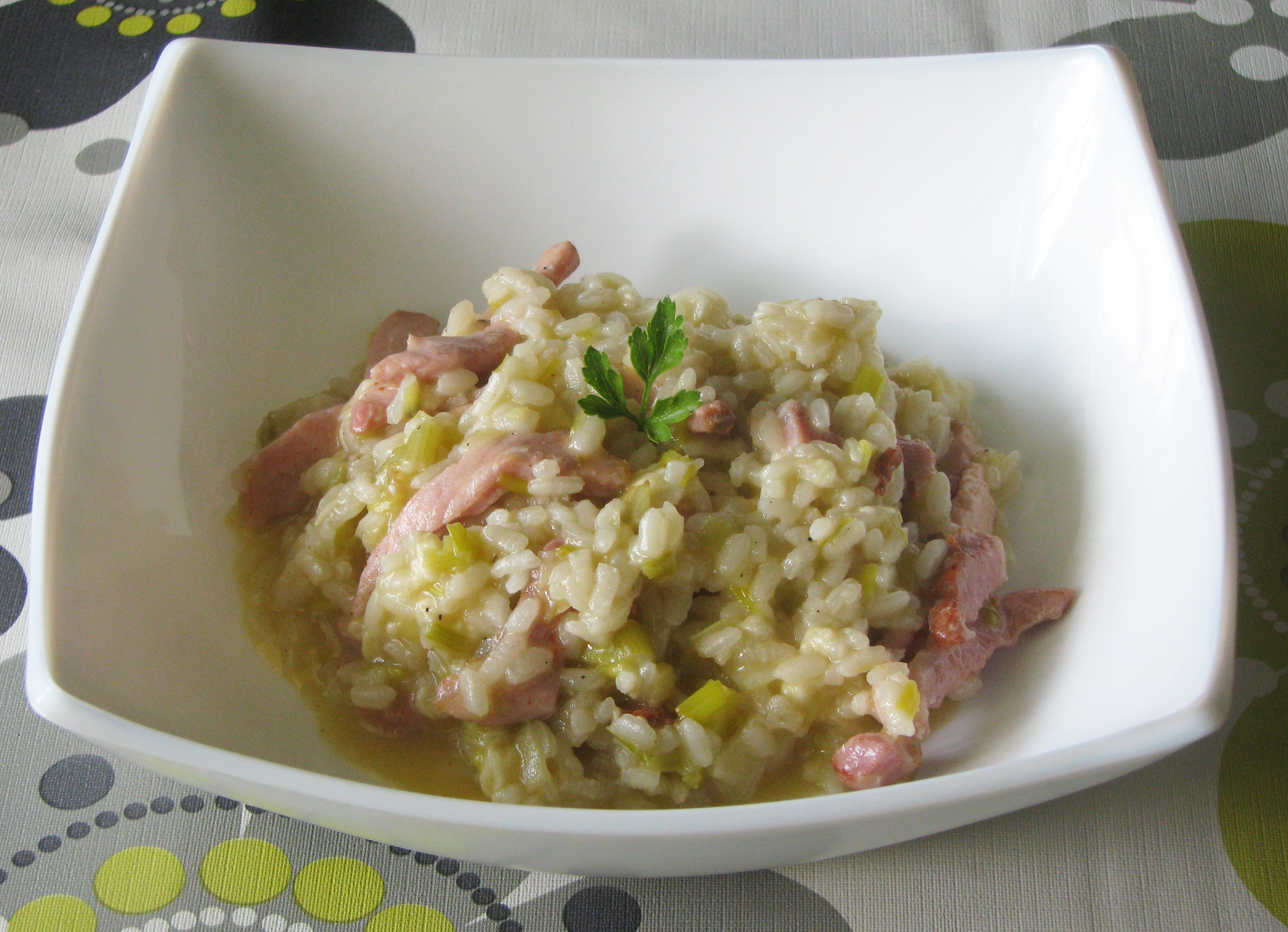 Risotto de puerro y cinta de lomo