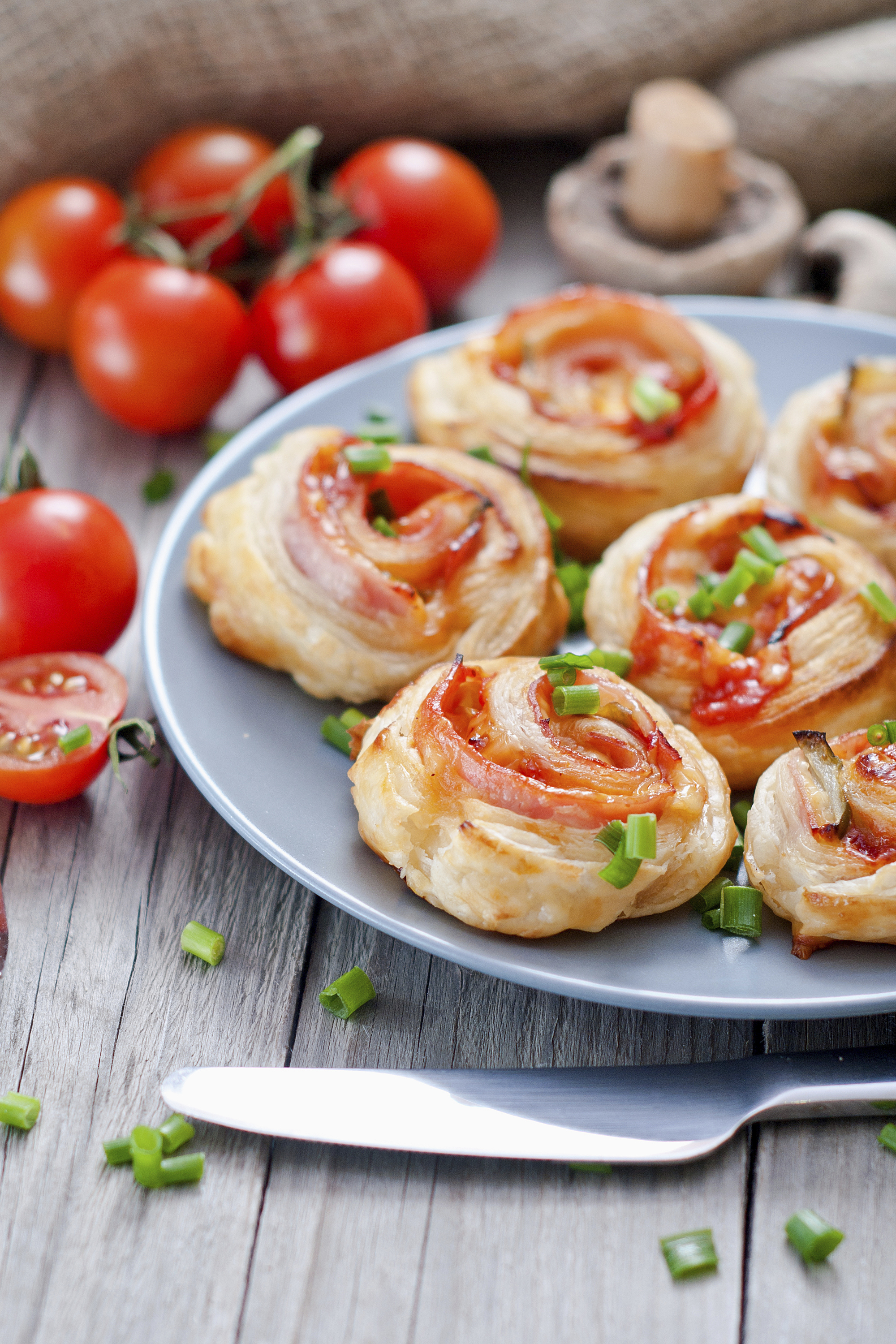 Rollitos de pizza de hojaldre