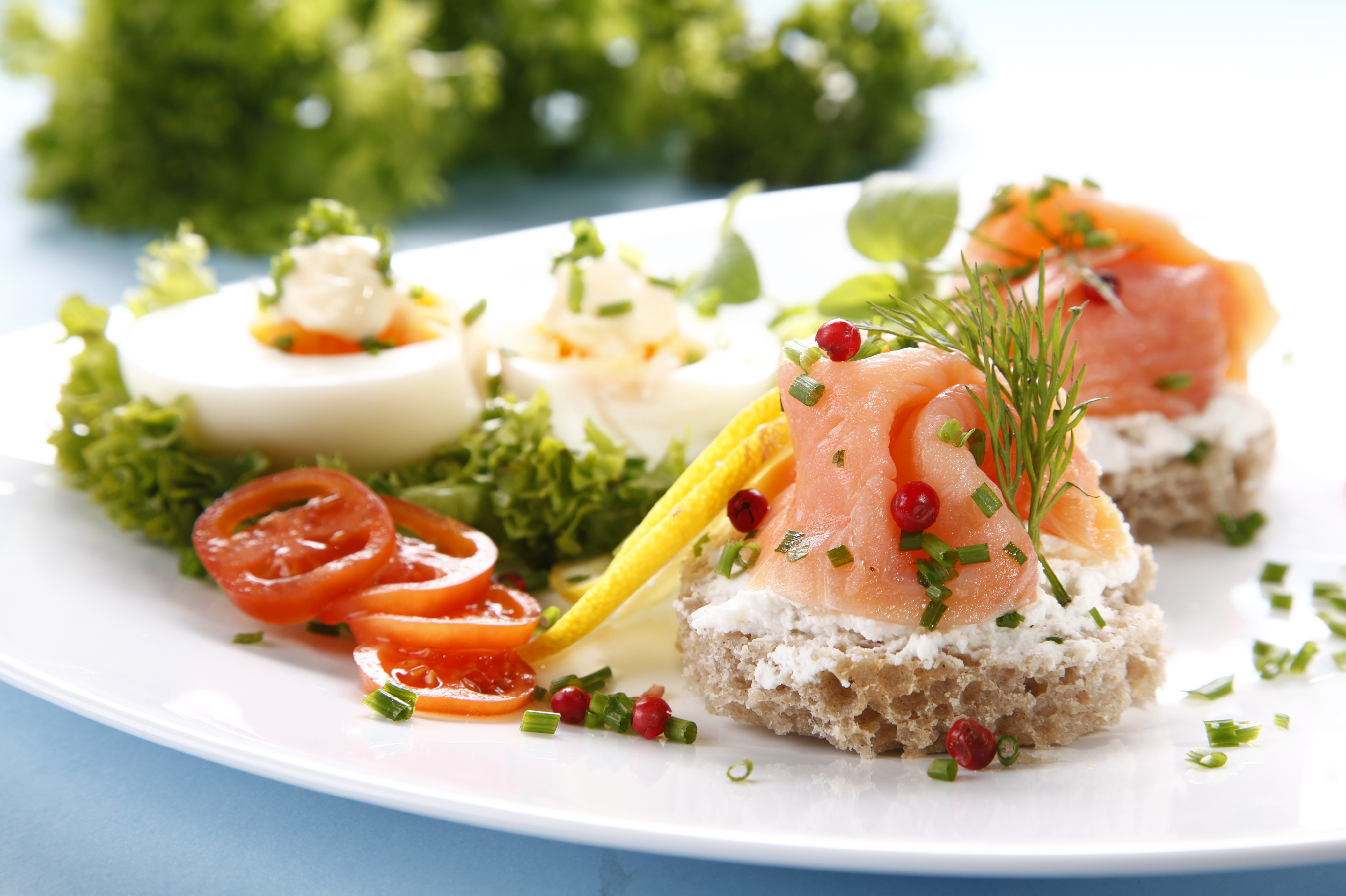 Tostas de salmón con huevo y mahonesa