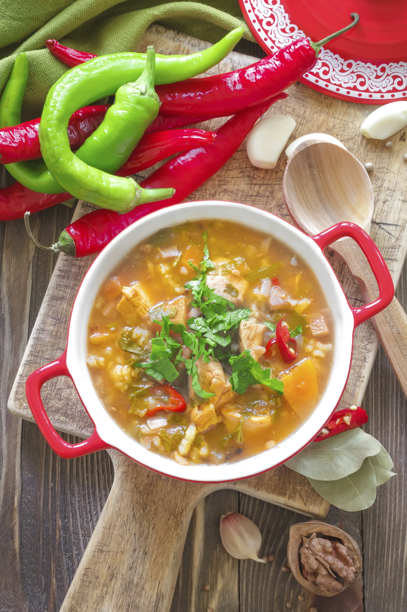 Sopa de arroz con pollo