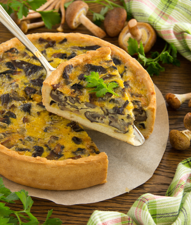 Tarta de queso con champiñones