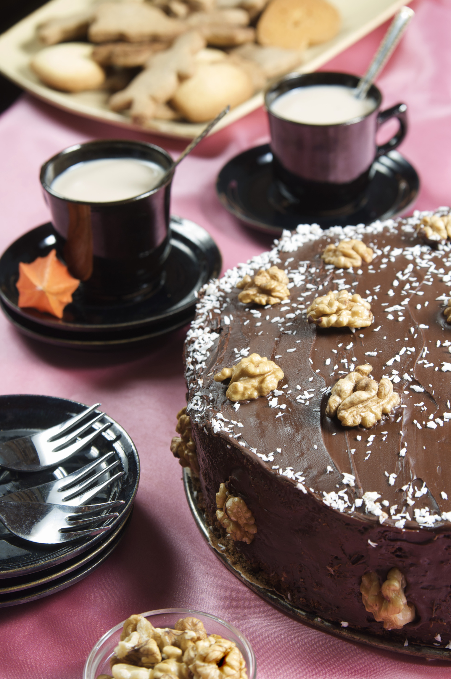Tarta de nueces con cobertura de chocolate