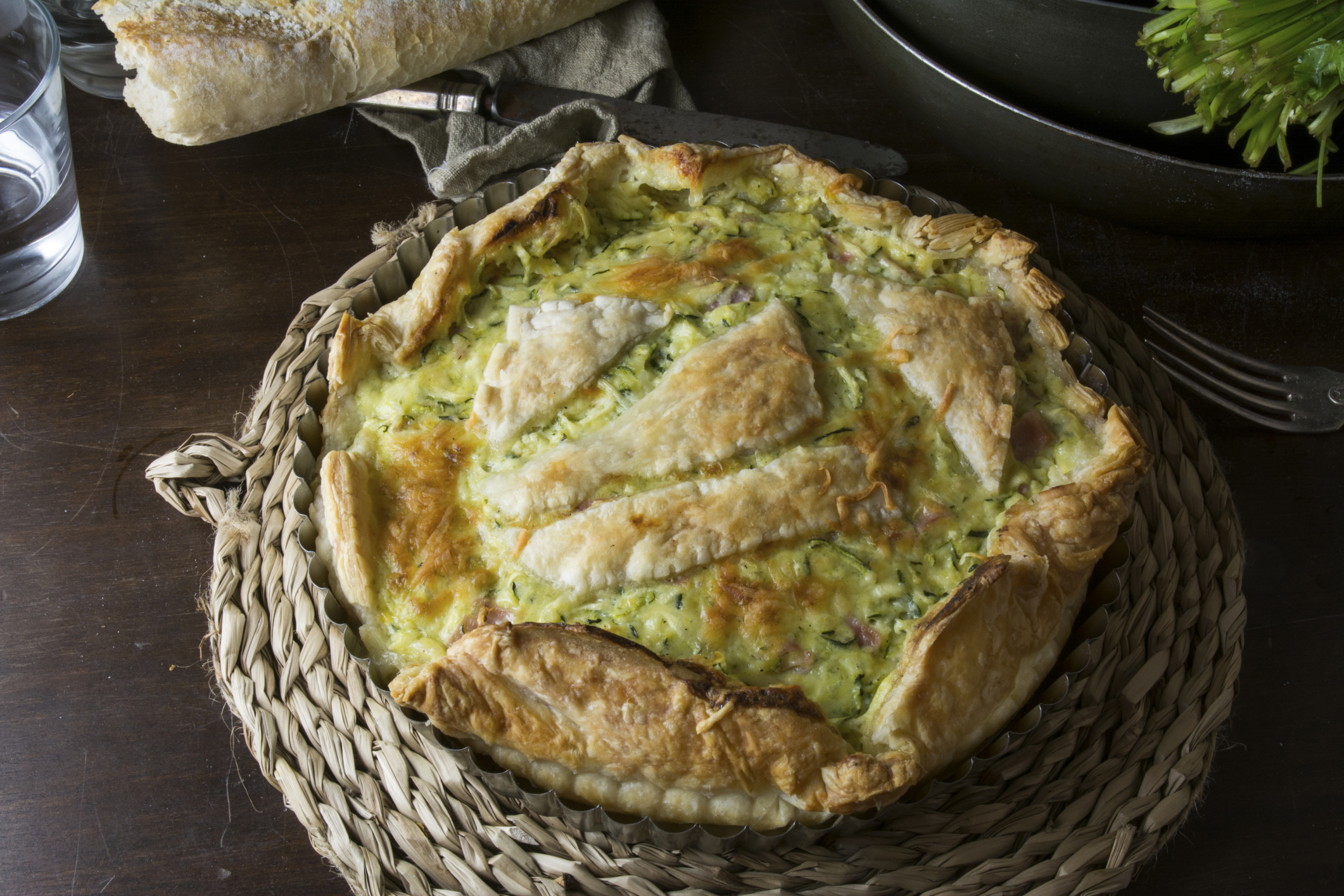 Tarta verde de calabacines y queso