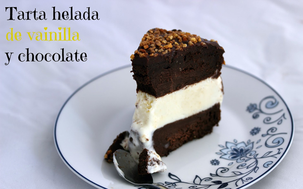 Tarta helada de vainilla y chocolate