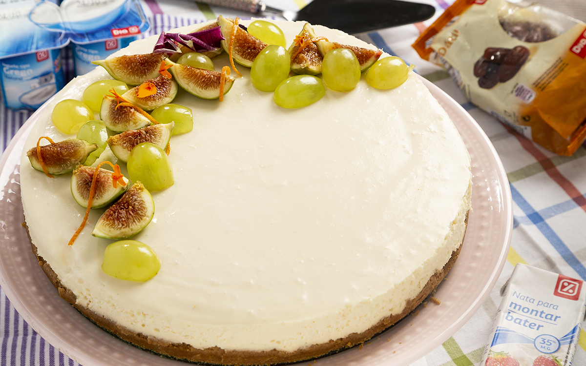 Tarta de queso con frutas de otoño