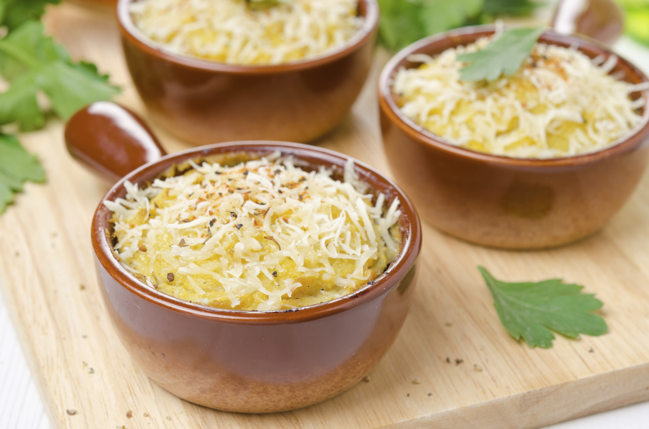 Puré de patatas y puerro gratinado