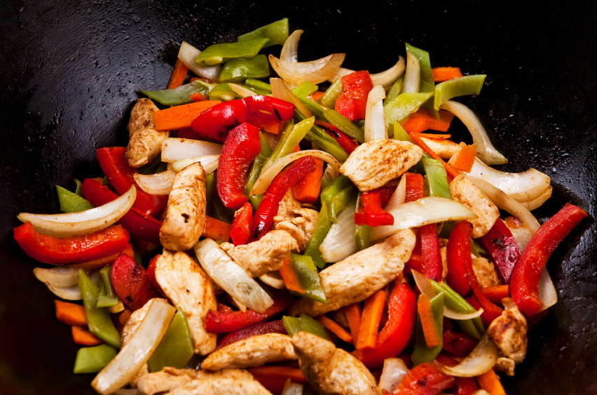 Wok de verduras y pollo